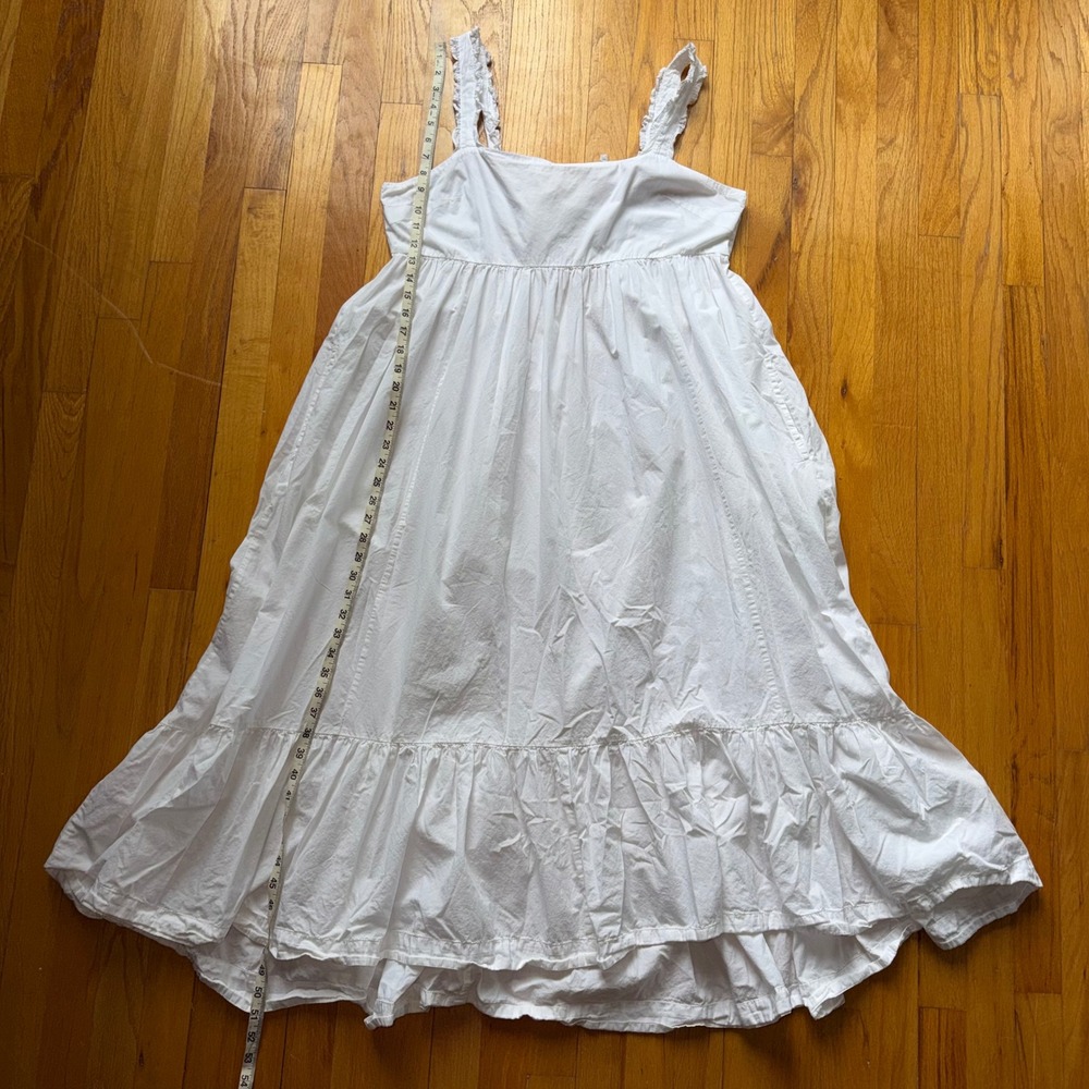 Free People White Cotton Ruffle Strap Tiered Boho Cottage Maxi Dress XL Beachy - Picture 10 of 12